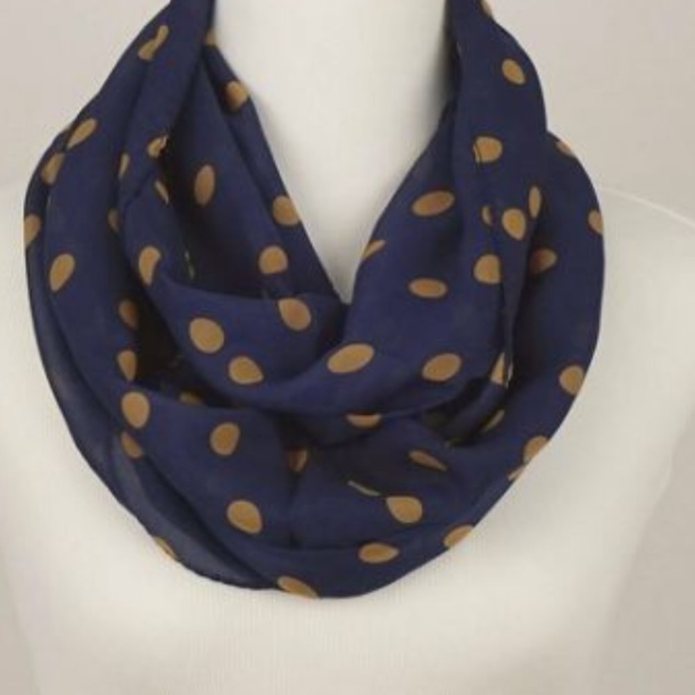 Navy polka dot scarf